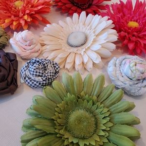 Girls Baby Toddler Doll Hair Clips Flower Rosette Fabric Spring